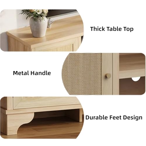 2-Piece Rattan Living Room Set: 62-Inch TV Stand and Coffee Table