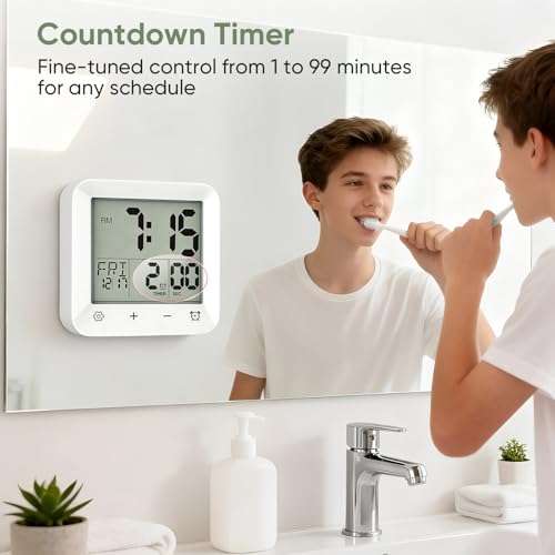 Waterproof Digital Bathroom Clock with Countdown Timer and Temperature