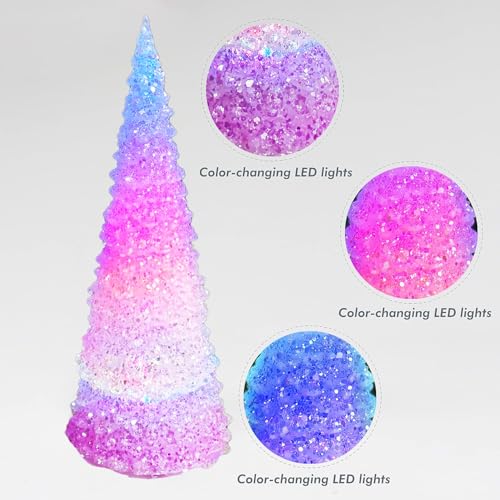 Moments in Time 10.5-Inch Color Changing LED Acrylic Christmas Tree - Battery Operated Holiday Decor