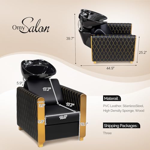 Professional Shampoo Bowl and Chair Set with Tilting Ceramic Basin