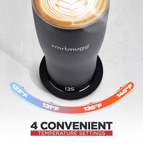 SmrtMugg X Heated Coffee Mug 19oz Black with LCD Screen & 8-Hour Battery