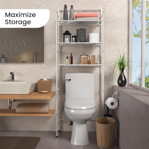 3-Tier Over-the-Toilet Bathroom Storage Cabinet, Freestanding Steel Organizer