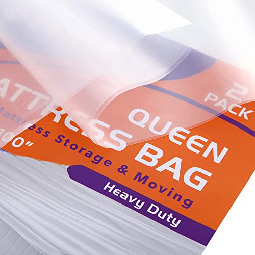 Heavy Duty Queen Mattress Bags - 2 Pack, Waterproof & Tear-Resistant