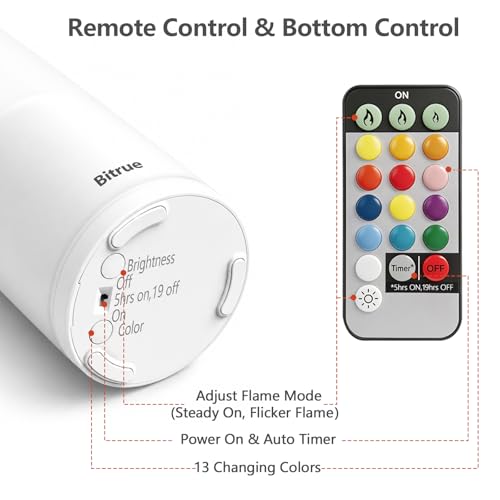 Bitrue 2nd-Gen Flameless Candles with Remote - 2 Pack, 13 Colors, Timer, Rechargeable