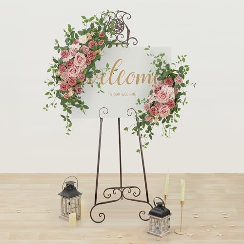 Artificial Wedding Arch Flower Swag Set, 2-Piece Silk Floral Backdrop Decor