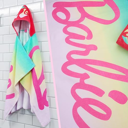 Get Trend Barbie Bath Towels with Hood for Girls, Soft Absorbent