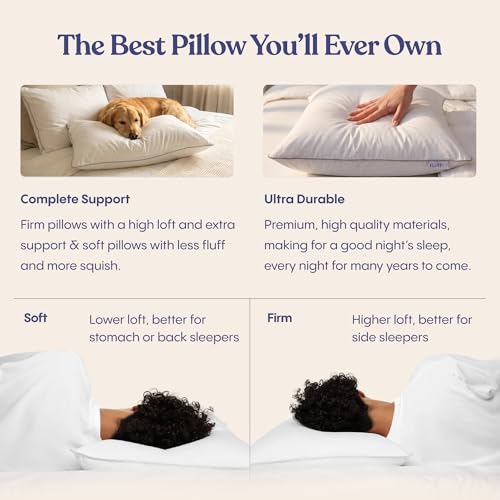 Down Alternative Bed Pillows - Standard/Queen Size, Soft (2 Pack)