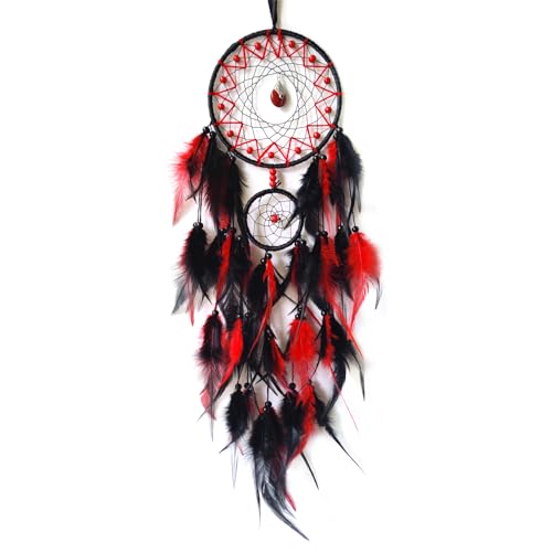 Black and Red Handmade Dream Catcher Wall Hanging Ornament 22-inch