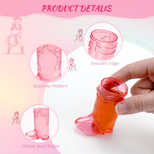Rose Red Cowboy Boot Shot Glasses Set of 12 - 1 Oz Mini Plastic Western Drinkware