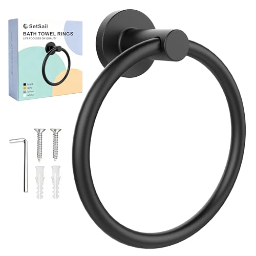 SetSail Matte Black Towel Ring for Bathroom Wall Stainless Steel