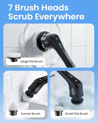 Electric Spin Scrubber Cordless Cleaning Brush with 8 Replaceable Heads