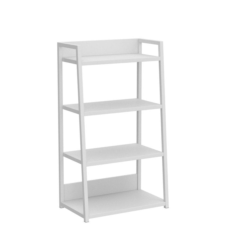 IOTXY 4 Tier Open Bookshelf - Steel and Wood Display Stand, 50CM Width Floor-Standing Bookcase, White