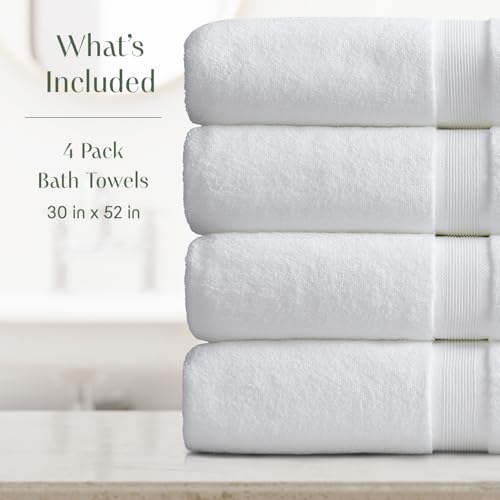 4-Pack Bamboo Rayon & Cotton Bath Towel Set, Ultra Soft & Absorbent