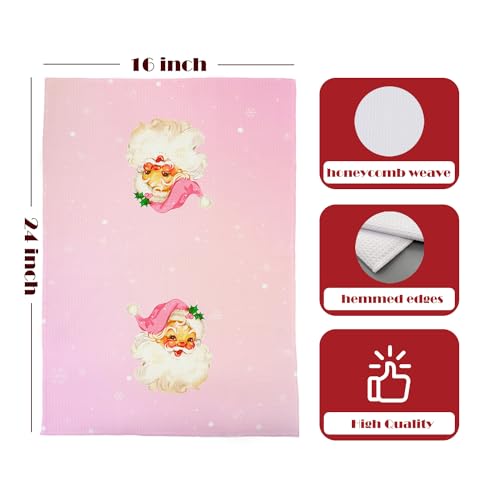 GCFET Santa-02 Pink Christmas Dish Towels 16x24 Inch Kitchen Decor Gift