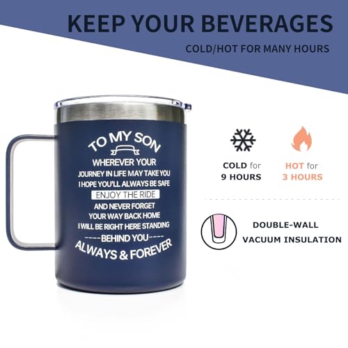 CHIUTUUY 14 oz Personalized Stainless Steel Tumbler for Son – Double Wall Insulated Mug with Lid & Straw