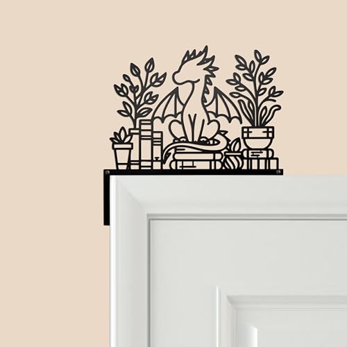 Metal Dragon Door Topper - Decorative Door Frame Corner Wall Art 9x9 Inch