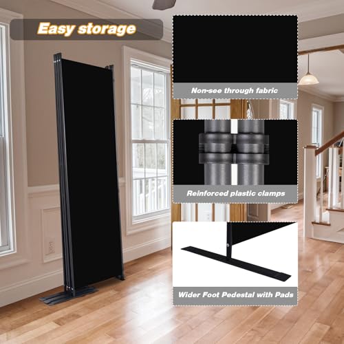 4-Panel Folding Room Divider, 88-Inch Portable Privacy Screen, Black