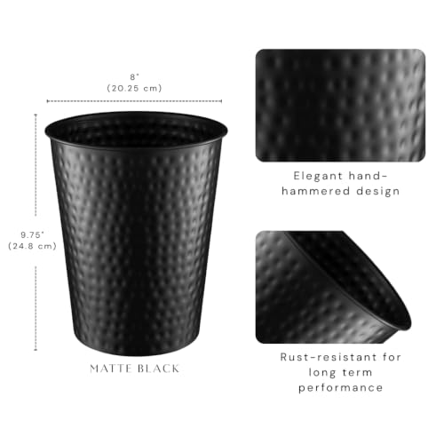 Metal Bathroom Trash Can – Hand Hammered Decorative Wastebasket Bin