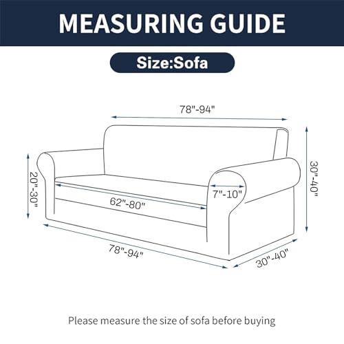 Stretch Jacquard Sofa Slipcover - Couch Cover Furniture Protector (Black)
