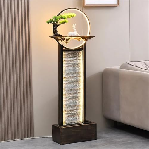 LED Mountain Floor Standing Water Fountain Indoor Decorative Waterfall