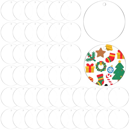 100 Pcs Acrylic Keychains Blanks 2 inch, Clear Ornament Round Discs