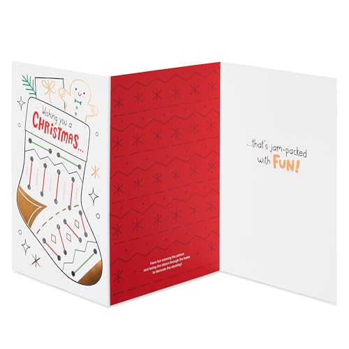American Greetings Christmas Coloring Card for Kids – Lace Up Stocking