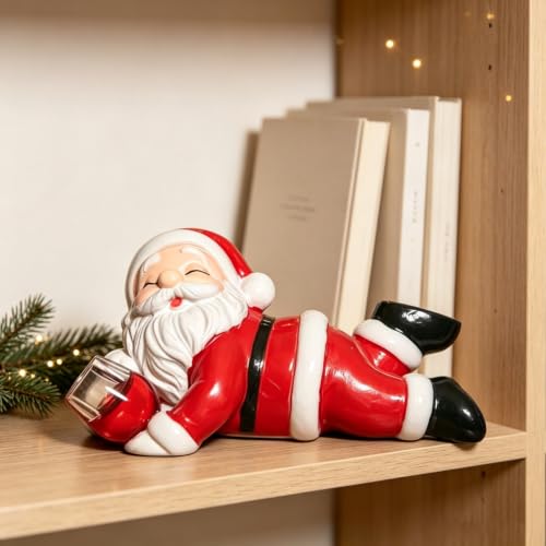Mtruil Xmas Style 13 Santa Resin Figurine Holding Red Wine - Christmas Decor