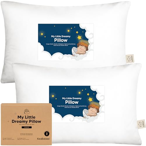 KeaBabies 2-Pack Organic Cotton Toddler Pillows 13x18 - Soft White