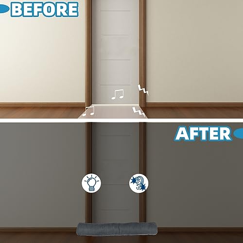 Weighted Door Draft Stopper 36 Inch - Heavy Duty Under Door Seal, Gray
