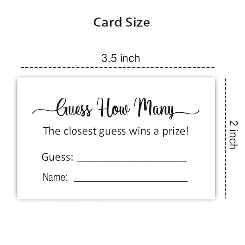 KONKAVA Guess How Many Game Cards for Baby Shower (50 Pack, 3.5" x 2") - Minimalist Design