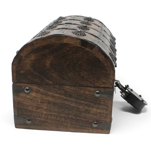 Small Wooden Treasure Chest with Velvet Lining and Antique Lock