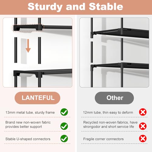 3-Tier Free Standing Shoe Rack Organizer with 5 Side Hooks, Stackable Shelf