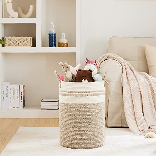 58L Woven Cotton Rope Laundry Hamper - Tall Blanket Storage Basket