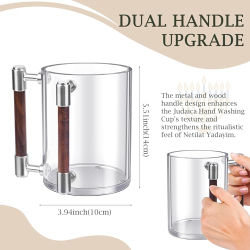 Netilat Yadayim Hand Washing Cup with Dual Handles, Shatter-Resistant Acrylic