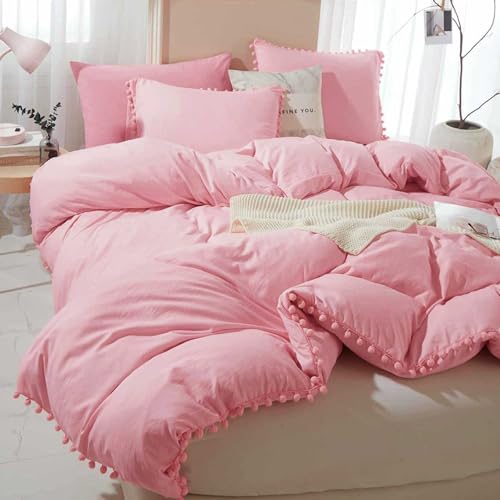 ETDIFFE Pink Boho Duvet Cover Set Queen Size 3 Piece - No Comforter