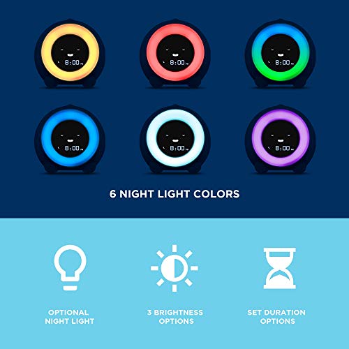 Kids Sleep Trainer Alarm Clock with Night Light and Sound Machine - Blue