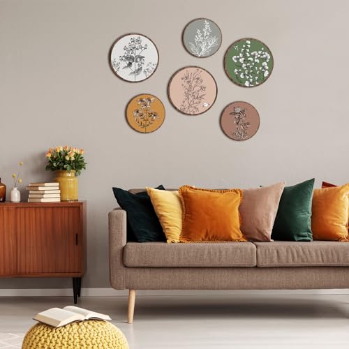 6-Piece Boho Wooden Botanical Wall Art Set, Rustic Farmhouse Decor
