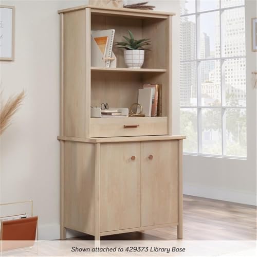 2-Shelf Library Hutch with Drawer in Natural Maple Finish