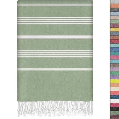 Oversized Turkish Beach Towel 38x70 Inch - Quick Dry Lightweight Cotton