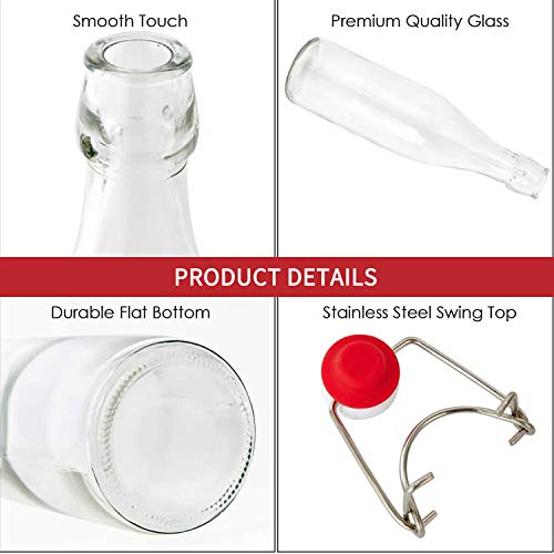 Swing Top Glass Bottles 8oz with Airtight Lids 16 Pack for Home Brewing