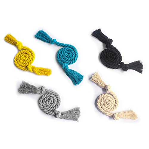 4 Pack Cotton Rope Curtain Tiebacks, Rustic Tassel Holdbacks for Drapes