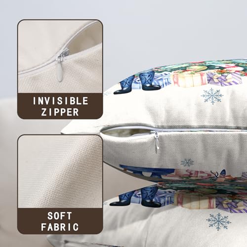 Wnoesat 22x22 Inch Chinoiserie Christmas Pillow Cover Set of 2 Double-Sided Blue Holiday Decor