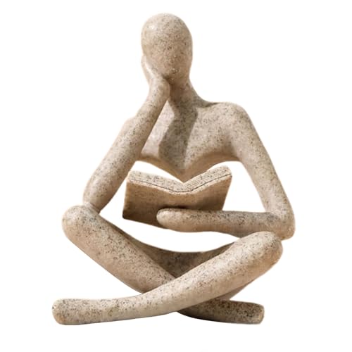 Abstract Thinker Statue Reading Figurine for Bookshelf & Desk Decor