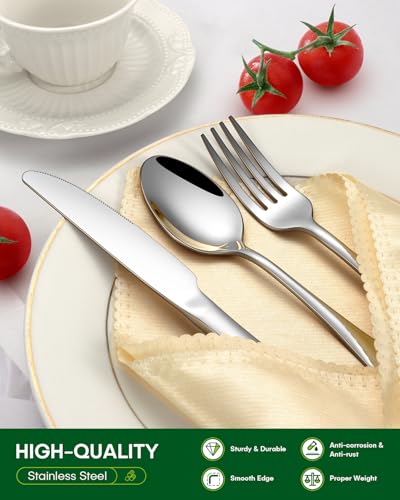 20-Piece Stainless Steel Silverware Set for 4, Mirror Polished Flatware