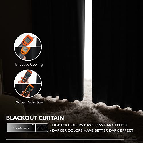 Deconovo Blackout Curtains, Thermal Insulated, W52 x L108 2 Panels, Back Tab, Machine Washable, Room-Darkening Drapes for Bedroom/Living Room Black