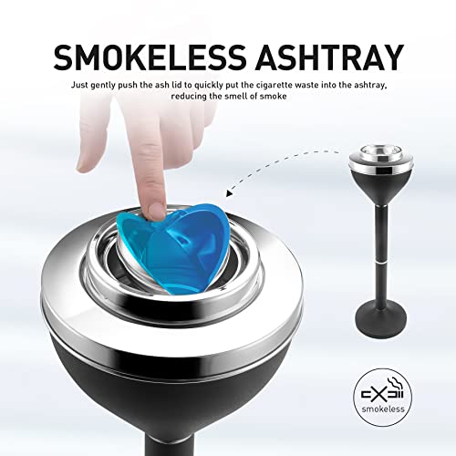 Adjustable Standing Outdoor Ashtray with Lid - Heavy-Duty Metal Floor Stand