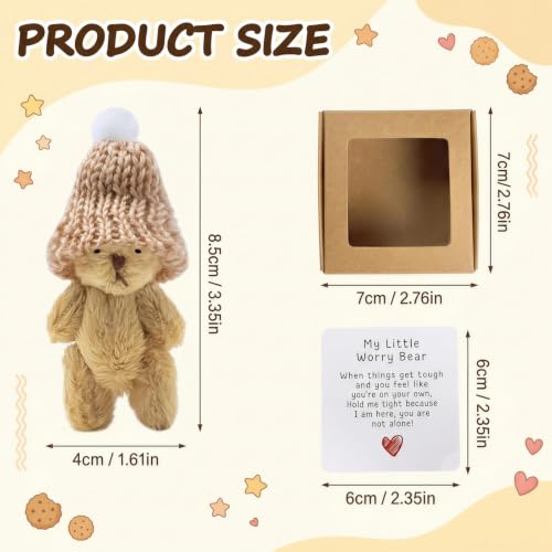 Handmade Pocket Bear with Encouraging Card - Small Emotional Support Plush