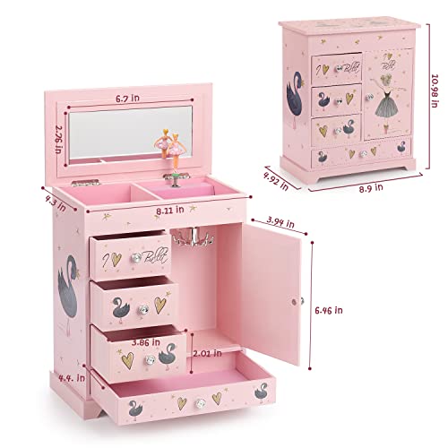 5-Layer Musical Jewelry Box with Spinning Ballerina and Jewelry Set
