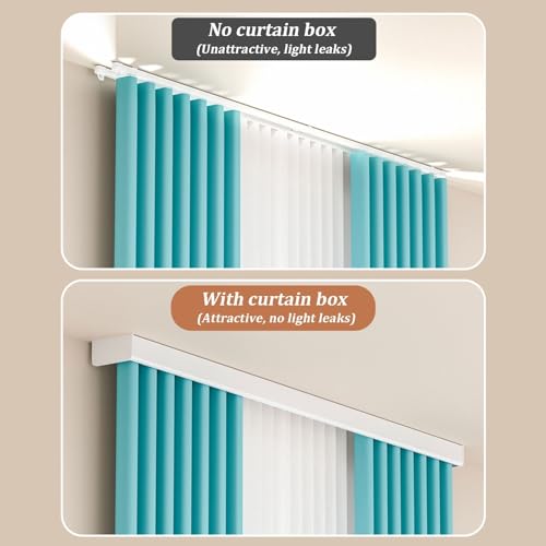 Heavy-Duty Dual Curtain Track with Pelmet Box, 7.9ft Wall-Mount Rail