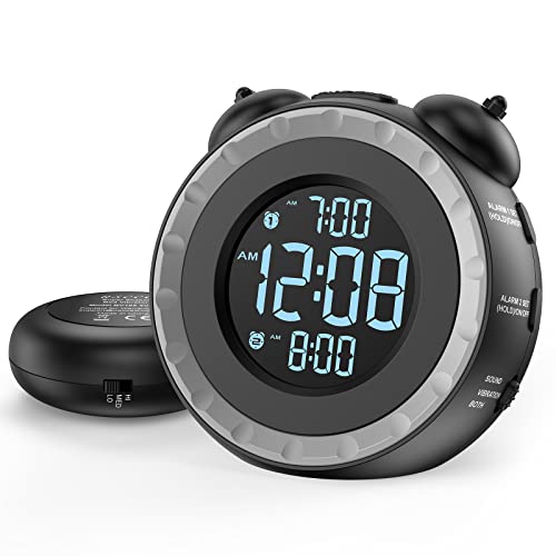 Loud Dual Alarm Clock with Bed Shaker for Heavy Sleepers & Hearing Impaired